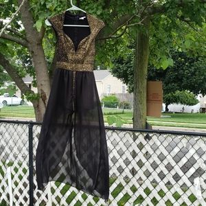 Black and Gold Shorts with long shear tulle skirt